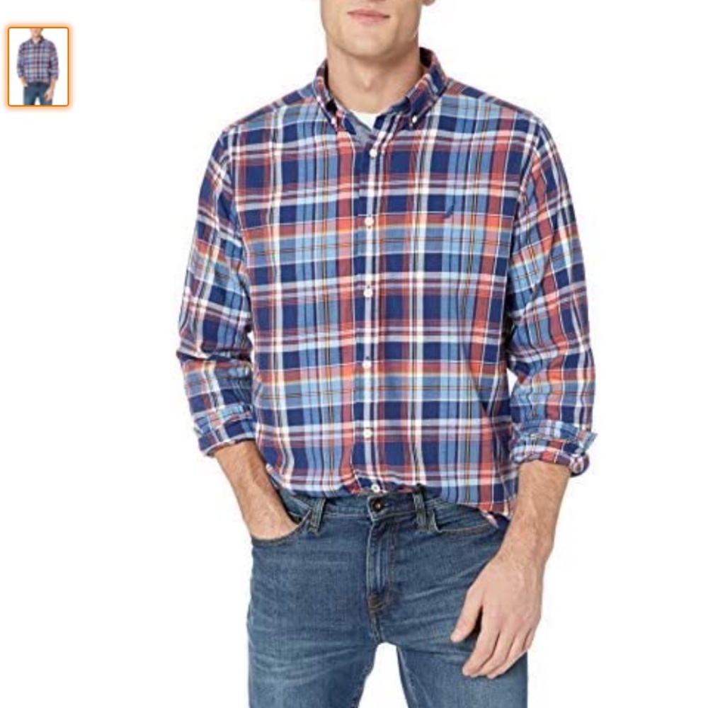 NEW Nautica Men's Smart Plaid Classic Fit Button Down Shirt  long sleeve…